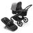 Refurbished Bugaboo Fox 5 bassinet and seat stroller black base, midnight black fabrics, grey melange sun canopy test - Thumbnail Slide 1 of 9