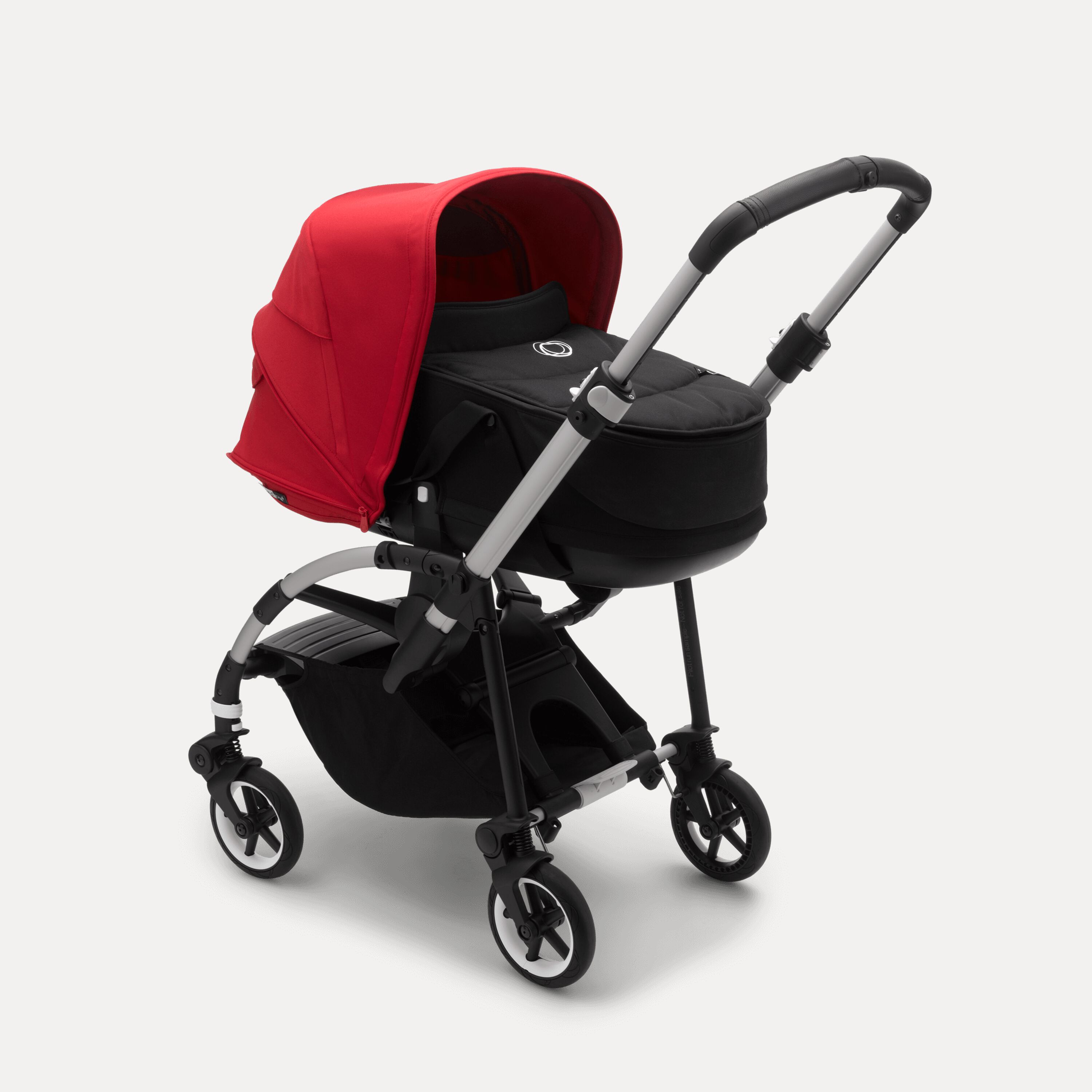 Bugaboo Bee 6 bassinet and seat stroller red sun canopy, black fabrics, aluminium base - Main Modal Image Slide 1 of 3