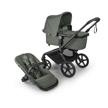 Bugaboo Fox 5 Renew 2-in-1 pushchair black base, forest green fabrics, forest green sun canopy