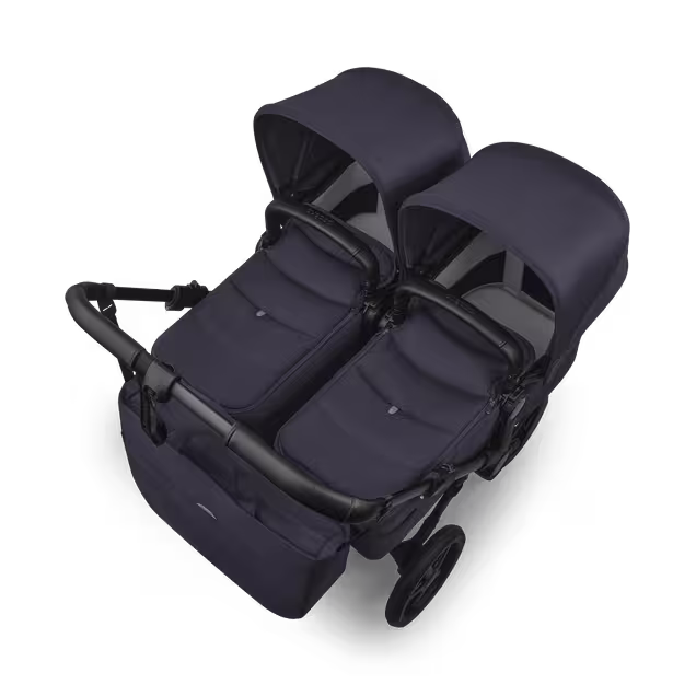 Bugaboo Donkey 6 twin stroller black base, deep indigo fabrics, deep indigo sun canopy  - Main Image Slide 3 of 9