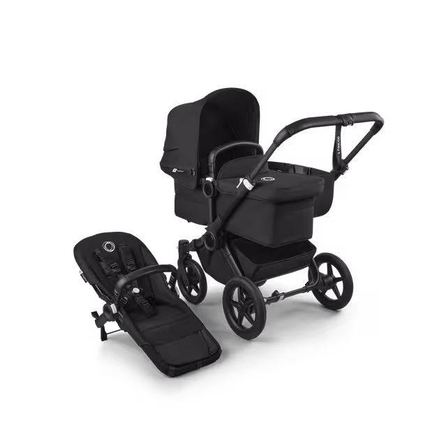 Bugaboo Donkey 5 Mono 2-in-1 stroller black base, midnight black fabrics, midnight black sun canopy - Main Image Slide 1 of 11