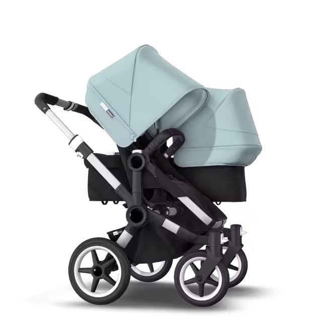 Bugaboo Donkey 3 Duo seat and bassinet stroller vapor blue sun canopy, black fabrics, aluminium base - Main Image Slide 4 van 5
