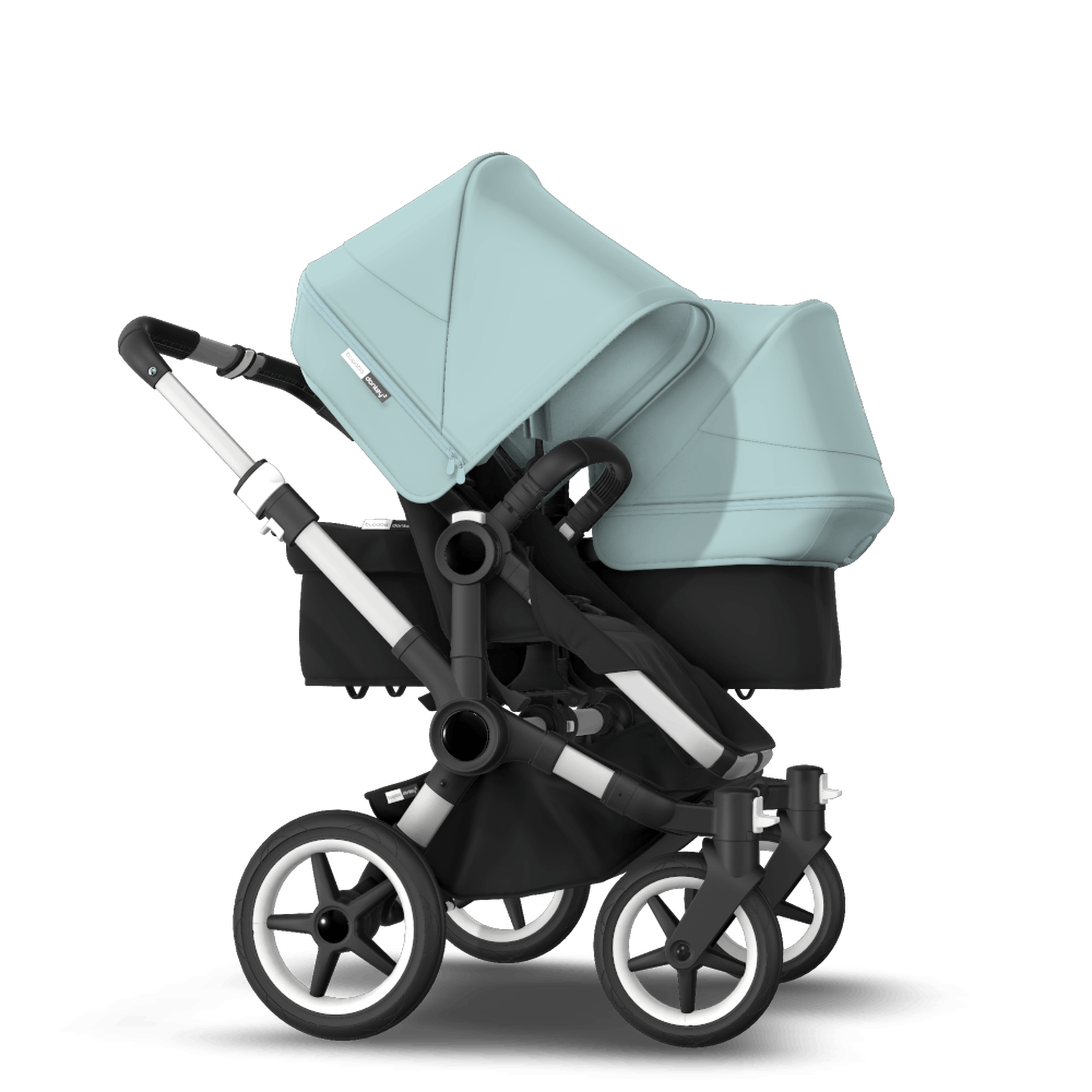 Bugaboo Donkey 3 Duo seat and bassinet stroller vapor blue sun canopy, black fabrics, aluminium base - Thumbnail Slide 4 of 5