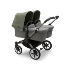 Bugaboo Donkey 5 Twin bassinet and seat stroller graphite base, grey mélange fabrics, forest green sun canopy