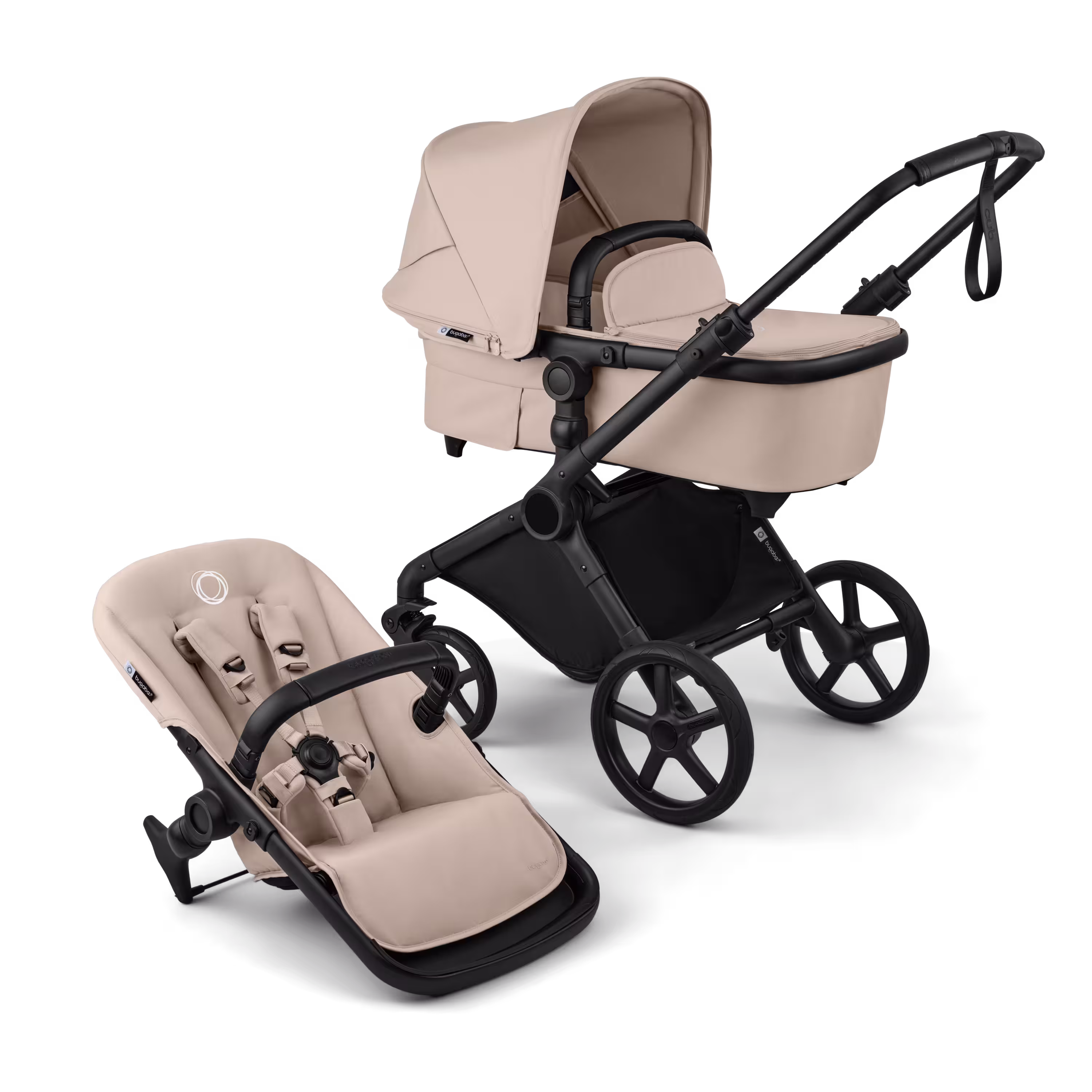 Bugaboo Cub 2-in-1 pram black base, desert taupe fabrics, desert taupe sun canopy - Main Modal Image Slide 1 of 11