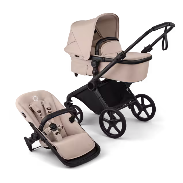 Bugaboo Cub 2-in-1 pram black base, desert taupe fabrics, desert taupe sun canopy - Main Image Slide 1 of 11