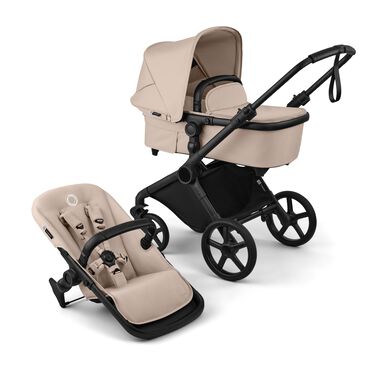 Bugaboo Cub 2-in-1 pram black base, desert taupe fabrics, desert taupe sun canopy