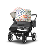 Bugaboo Donkey 5 Duo bassinet and seat stroller graphite base, grey mélange fabrics, art of discovery white sun canopy - Thumbnail Slide 7 of 12