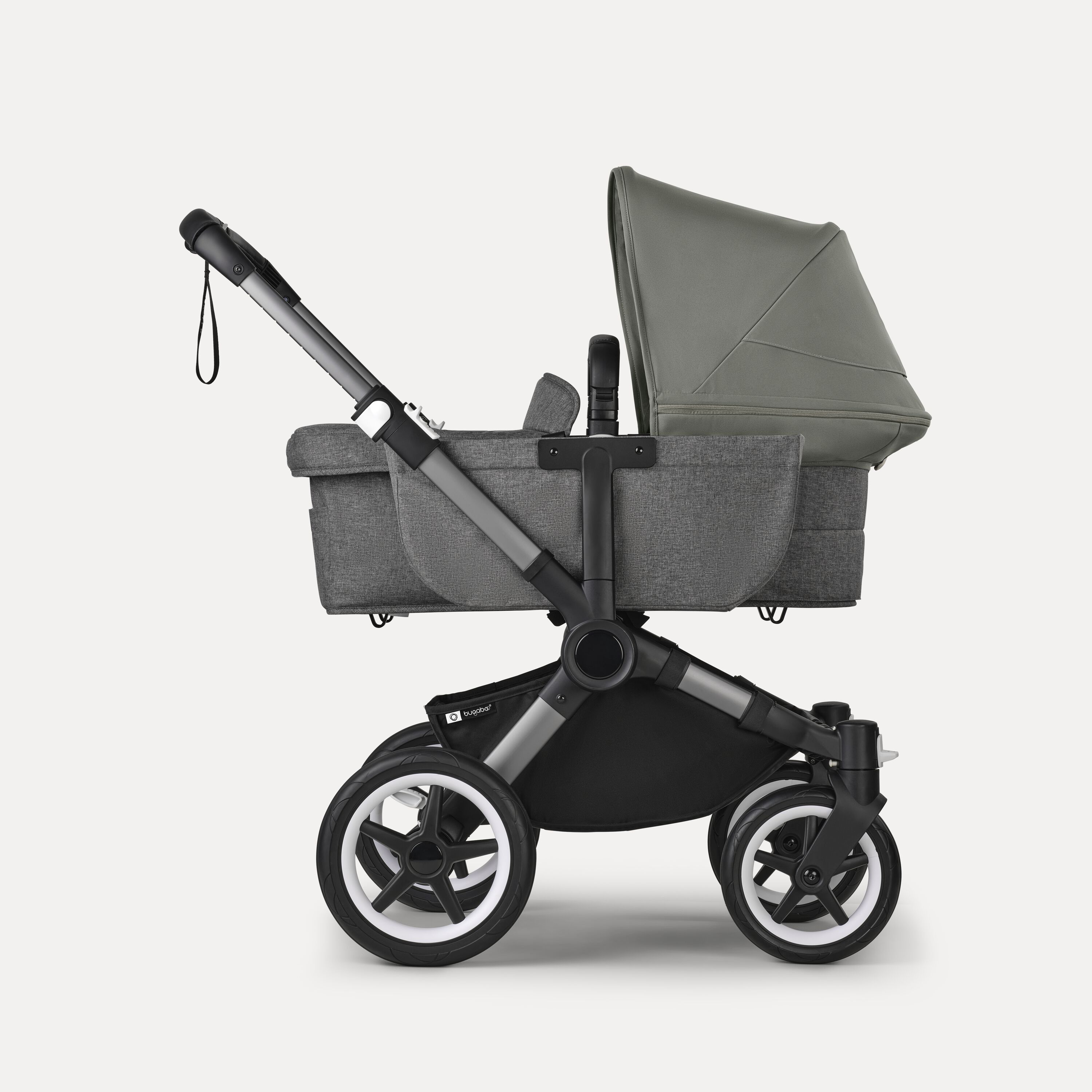 Bugaboo Donkey 5 Mono 2-in-1 stroller graphite base, grey mélange fabrics, forest green sun canopy - Main Modal Image Slide 3 of 12