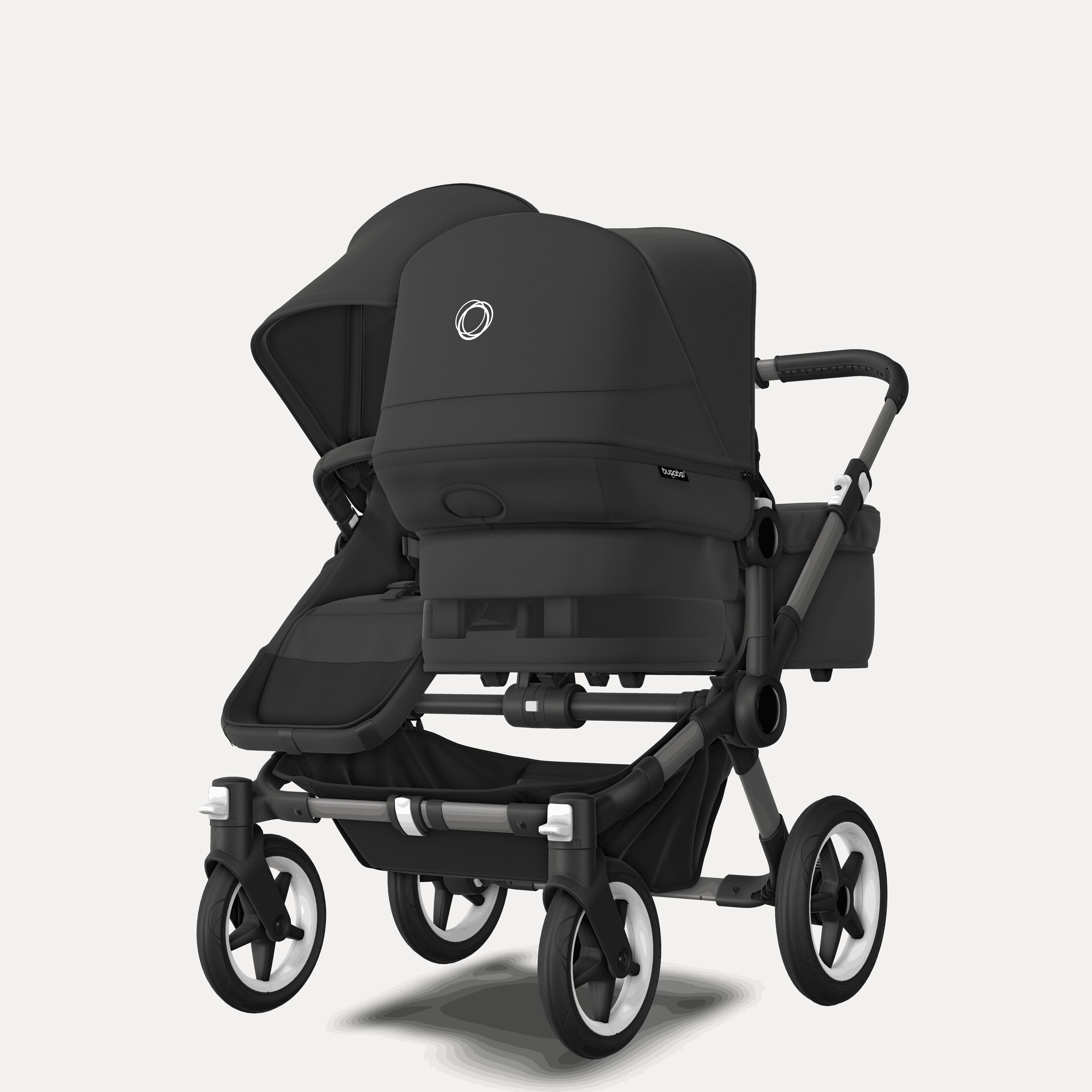 Bugaboo Donkey 5 Duo double stroller graphite base, midnight black fabrics, midnight black sun canopy - Main Modal Image Slide 3 of 11