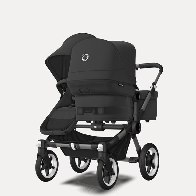 Bugaboo Donkey 5 Duo double stroller graphite base, midnight black fabrics, midnight black sun canopy - Main Image Slide 3 of 11