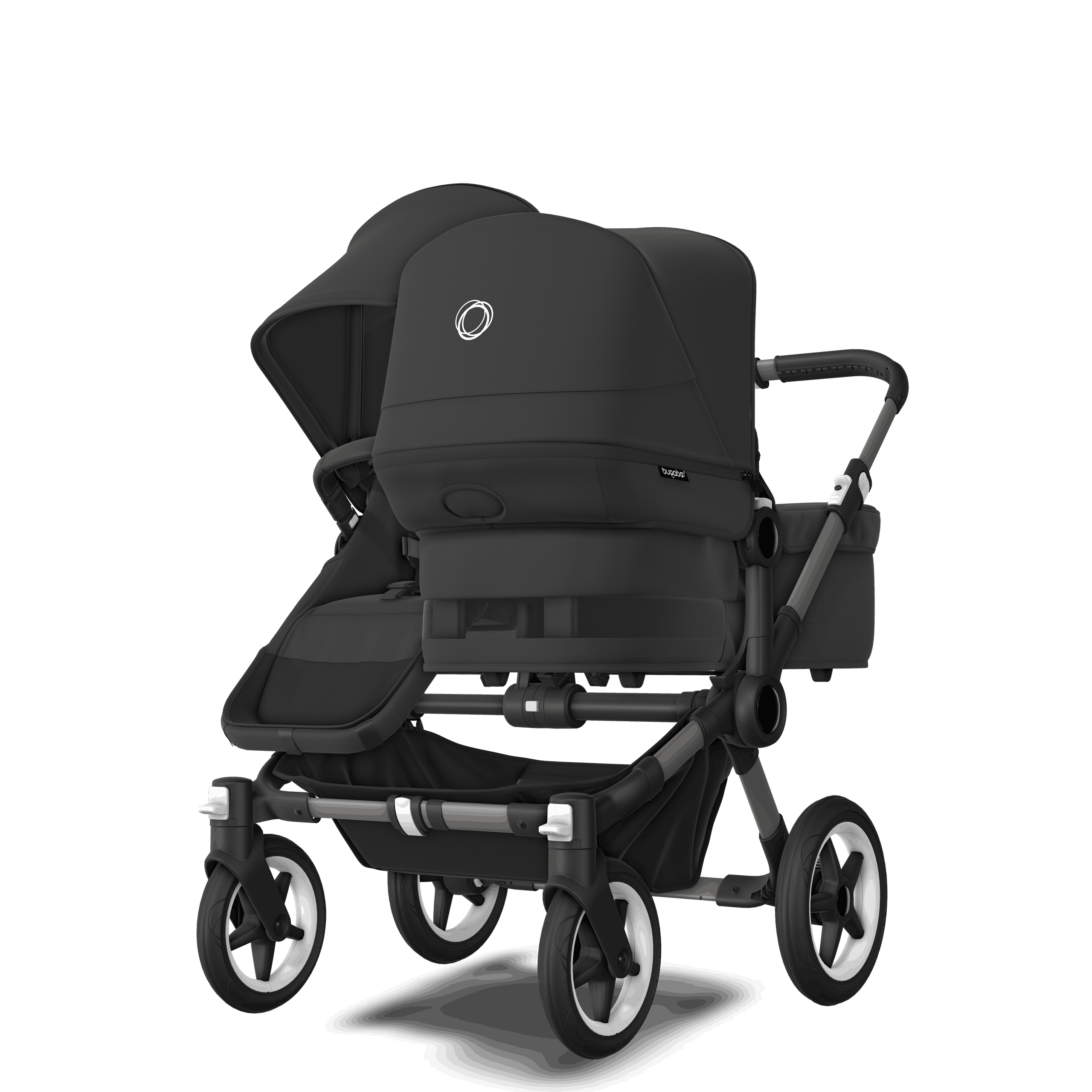 Bugaboo Donkey 5 Duo double stroller graphite base, midnight black fabrics, midnight black sun canopy - Thumbnail Slide 3 of 11