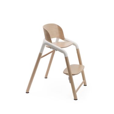 Bugaboo Giraffe chair in neutral wood/white.