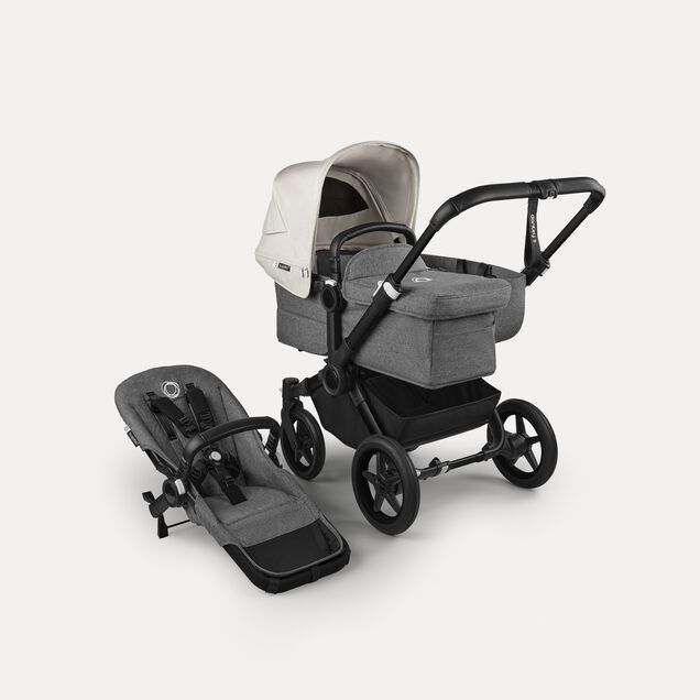 Bugaboo Donkey 5 Mono 2-in-1 stroller black base, grey mélange fabrics, misty white sun canopy - Main Image Slide 1 of 12