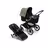 Bugaboo Fox 3 bassinet and seat stroller with graphite frame, black fabrics, and forest green sun canopy. - Thumbnail Slide 1 of 7