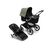 Bugaboo Fox 3 bassinet and seat stroller with graphite frame, black fabrics, and forest green sun canopy. - Thumbnail Slide 1 of 7