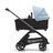 Vista laterale del passeggino con navicella Bugaboo Dragonfly con telaio graphite, tessuti midnight black e cappottina skyline blue. - Thumbnail Slide 3 of 16