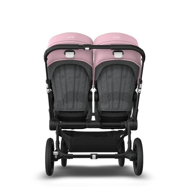 Bugaboo Donkey 3 Twin seat and carrycot pushchair soft pink sun canopy, grey melange fabrics, black base - Main Image Slide 7 of 9