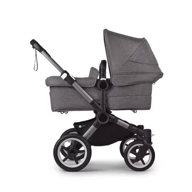 Bugaboo Donkey 5 twin stroller graphite base, grey mélange fabrics, grey mélange sun canopy - Main Image Slide 2 of 12