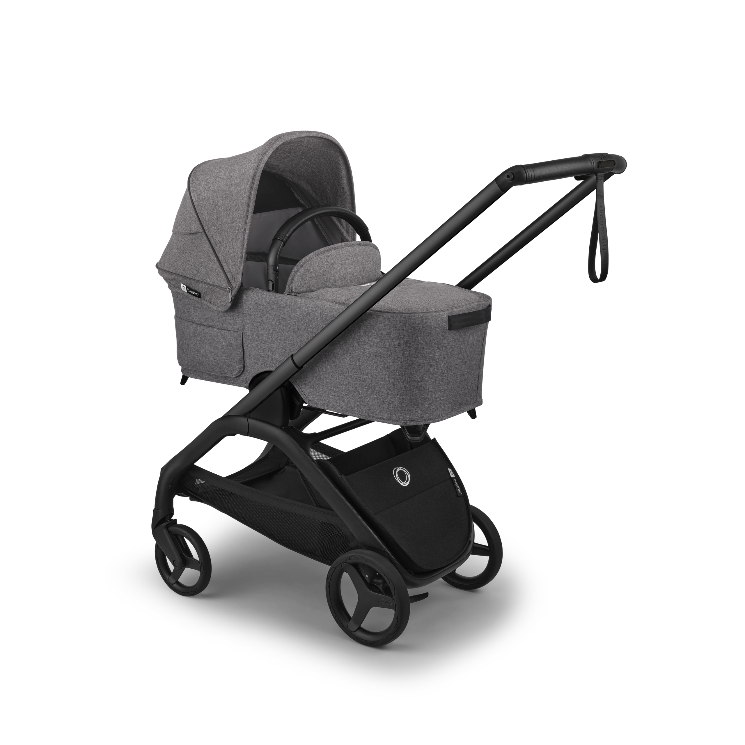 Bugaboo Dragonfly Plus 2-in-1 stroller black base, grey melange fabrics, grey melange sun canopy - Thumbnail Slide 2 of 11