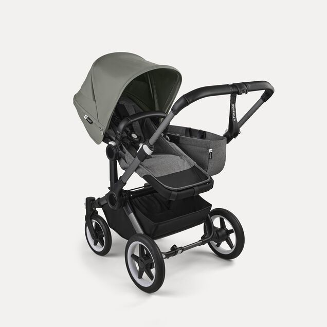 Bugaboo Donkey 5 Mono 2-in-1 stroller graphite base, grey mélange fabrics, forest green sun canopy - Main Image Slide 2 of 12