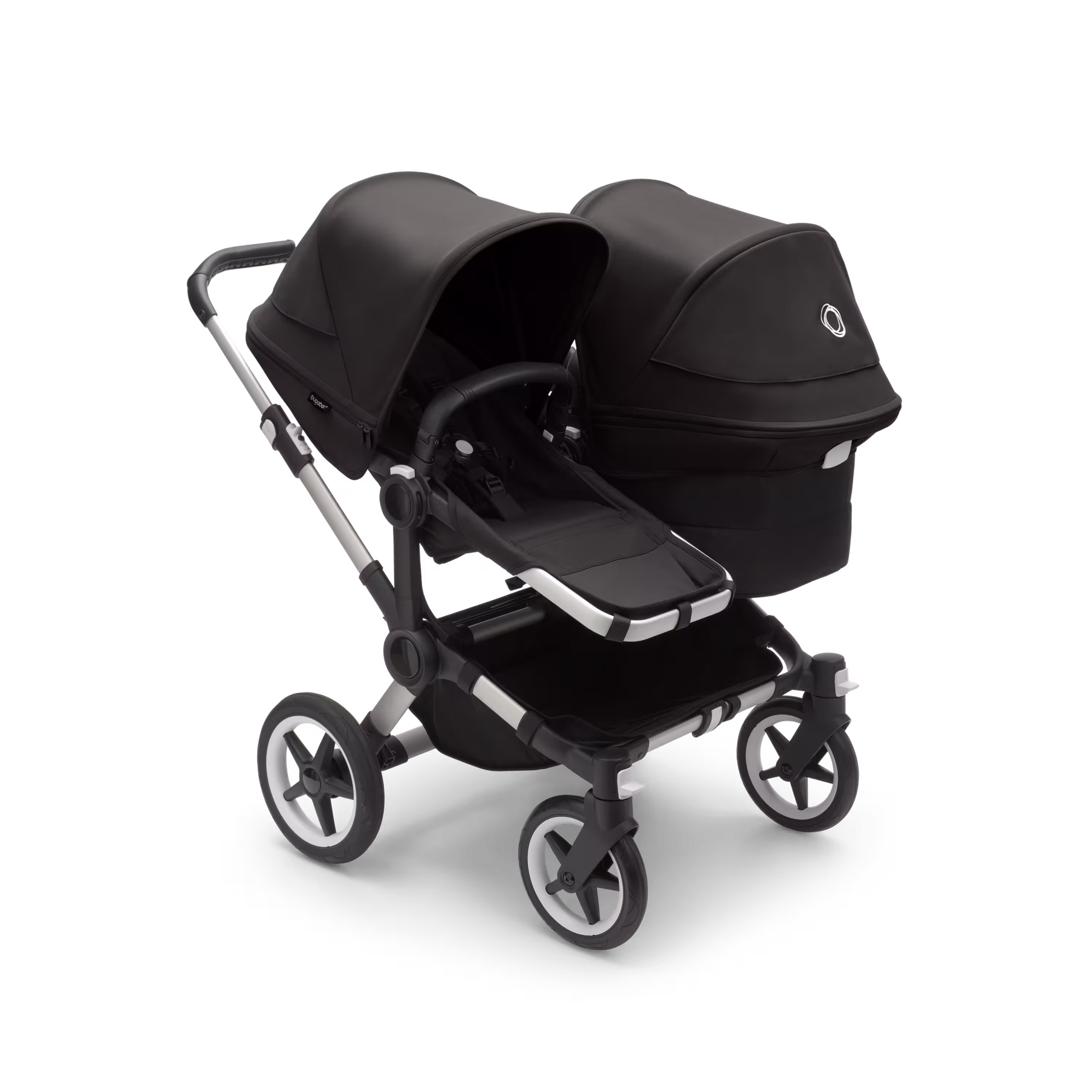 Bugaboo Donkey 5 Duo double stroller aluminium base, midnight black fabrics, midnight black sun canopy - Main Modal Image Slide 2 of 9
