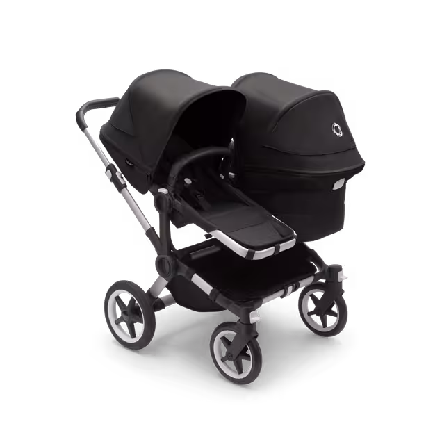 Bugaboo Donkey 5 Duo double stroller aluminium base, midnight black fabrics, midnight black sun canopy - Main Image Slide 2 of 9