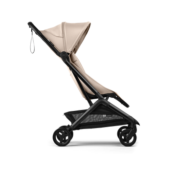 Bugaboo Butterfly 2 travel stroller black base, desert taupe fabrics, desert taupe sun canopy