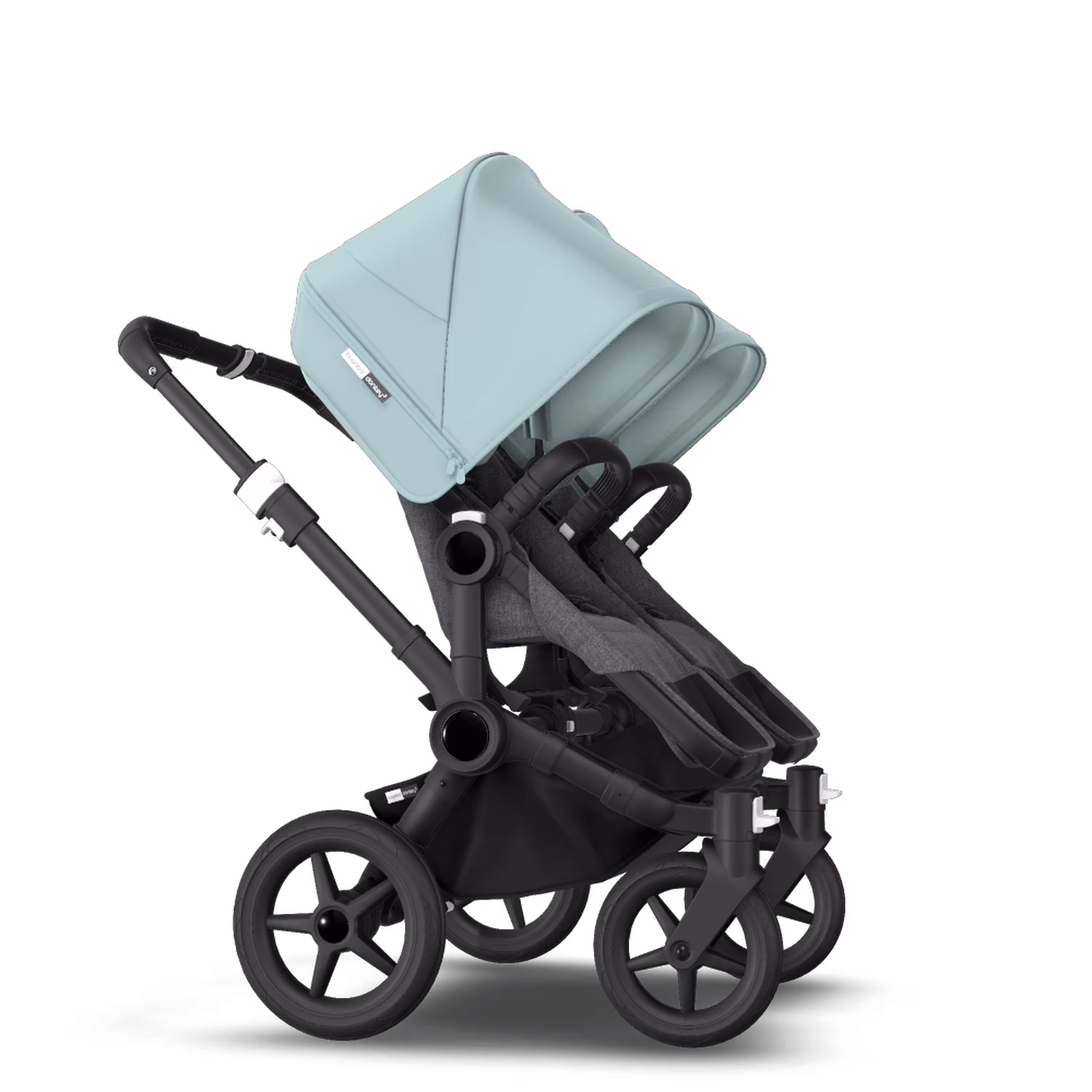 Bugaboo Donkey 3 Twin seat and carrycot pushchair vapor blue sun canopy, grey melange fabrics, black base - Main Modal Image Slide 8 of 9