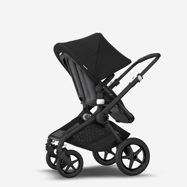 Bugaboo Fox 2 seat and bassinet stroller black sun canopy, grey melange fabrics, black base - Main Image Slide 6 of 10