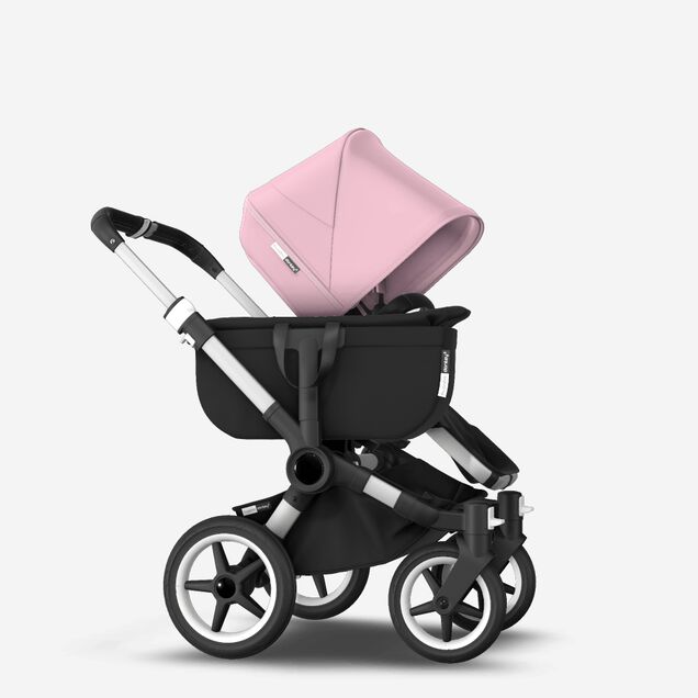Bugaboo Donkey 3 Mono seat and bassinet stroller soft pink sun canopy, black fabrics, aluminium base - Main Image Slide 8 of 10