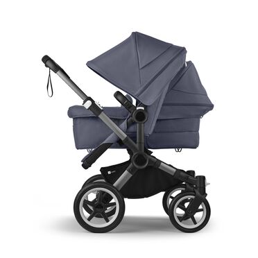 Bugaboo Donkey 5 Duo double stroller graphite base, stormy blue fabrics, stormy blue sun canopy - view 2