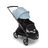 Bugaboo Dragonfly seat stroller with graphite chassis, midnight black fabrics and skyline blue sun canopy. The sun canopy is fully extended. - Thumbnail Slide 3 of 16