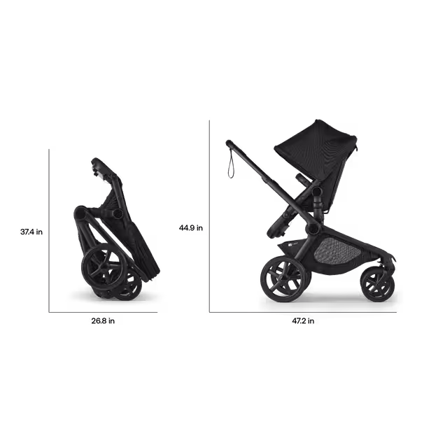 Bugaboo Kangaroo seat-only stroller black base, moon grey fabrics, moon grey sun canopy - Main Image Slide 8 of 11