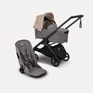 Bugaboo Dragonfly Plus 2-in-1 stroller black base, grey melange fabrics, desert taupe sun canopy