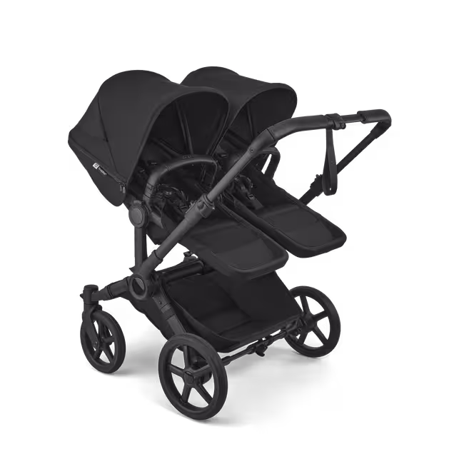 Bugaboo Donkey 6 twin pushchair black base, heritage black fabrics, heritage black sun canopy - Main Image Slide 2 of 9