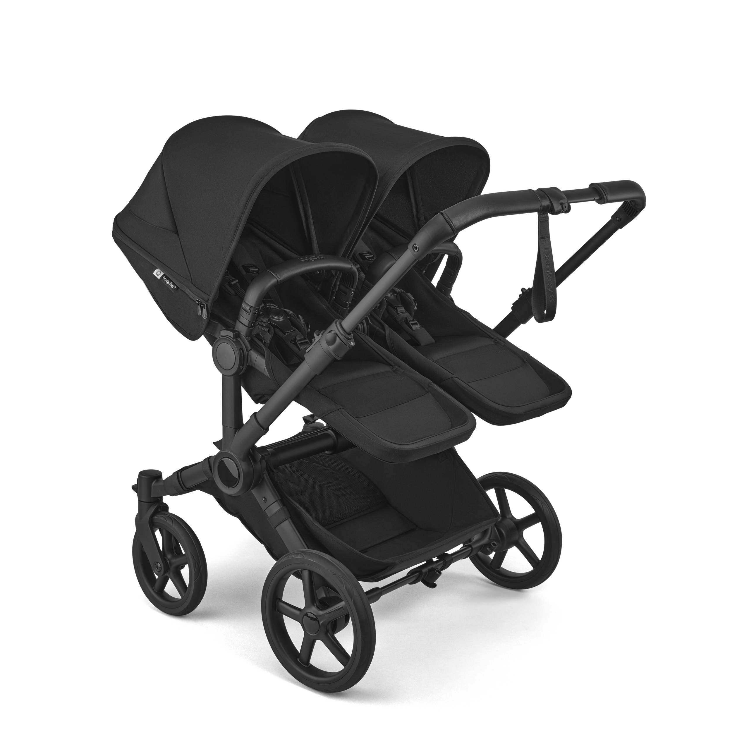Bugaboo Donkey 6 twin pushchair black base, heritage black fabrics, heritage black sun canopy - Thumbnail Slide 2 of 9
