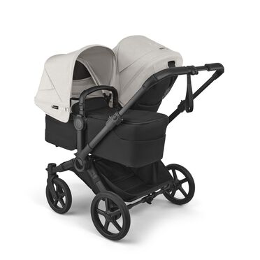 Bugaboo Donkey 6 double stroller black base, heritage black fabrics, misty white sun canopy view 2 - view 2