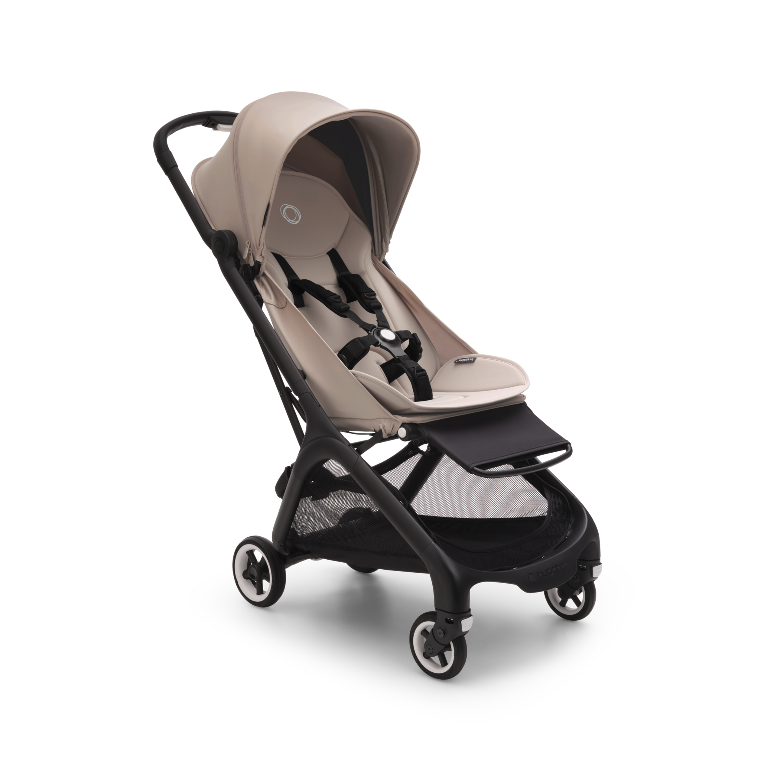 Bugaboo Butterfly travel stroller black base, desert taupe fabrics, desert taupe sun canopy - Thumbnail Slide 1 of 13