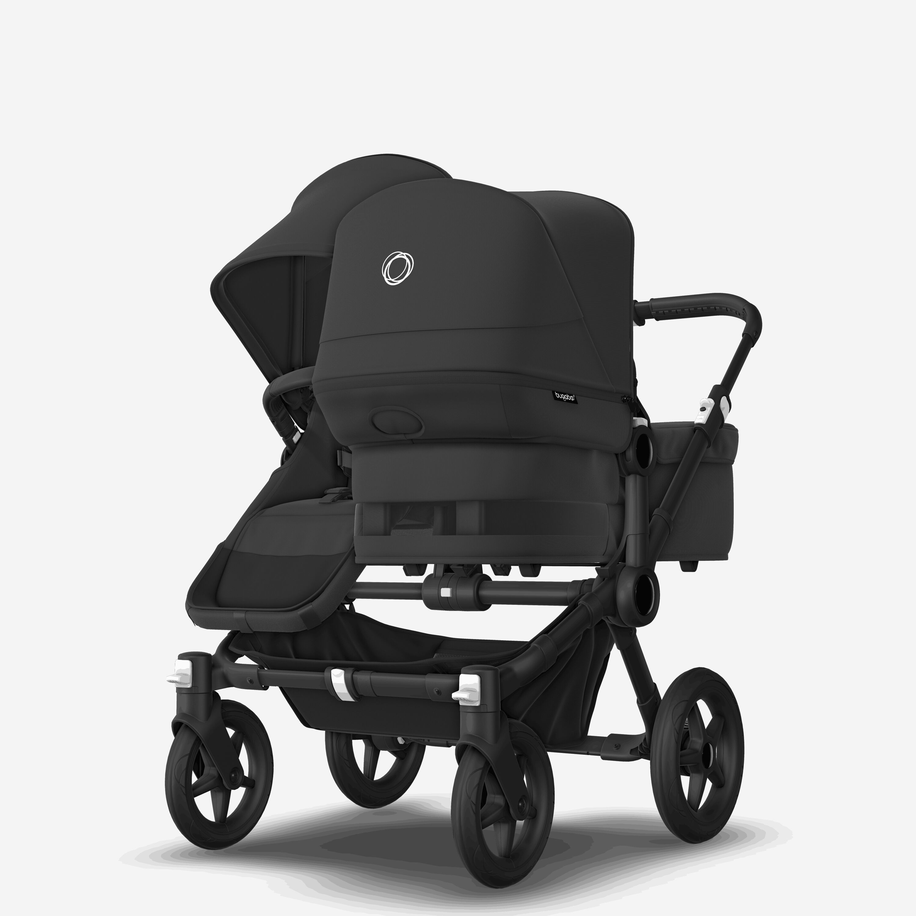 Bugaboo Donkey 5 Duo double stroller black base, midnight black fabrics, midnight black sun canopy - Main Modal Image Slide 3 of 11