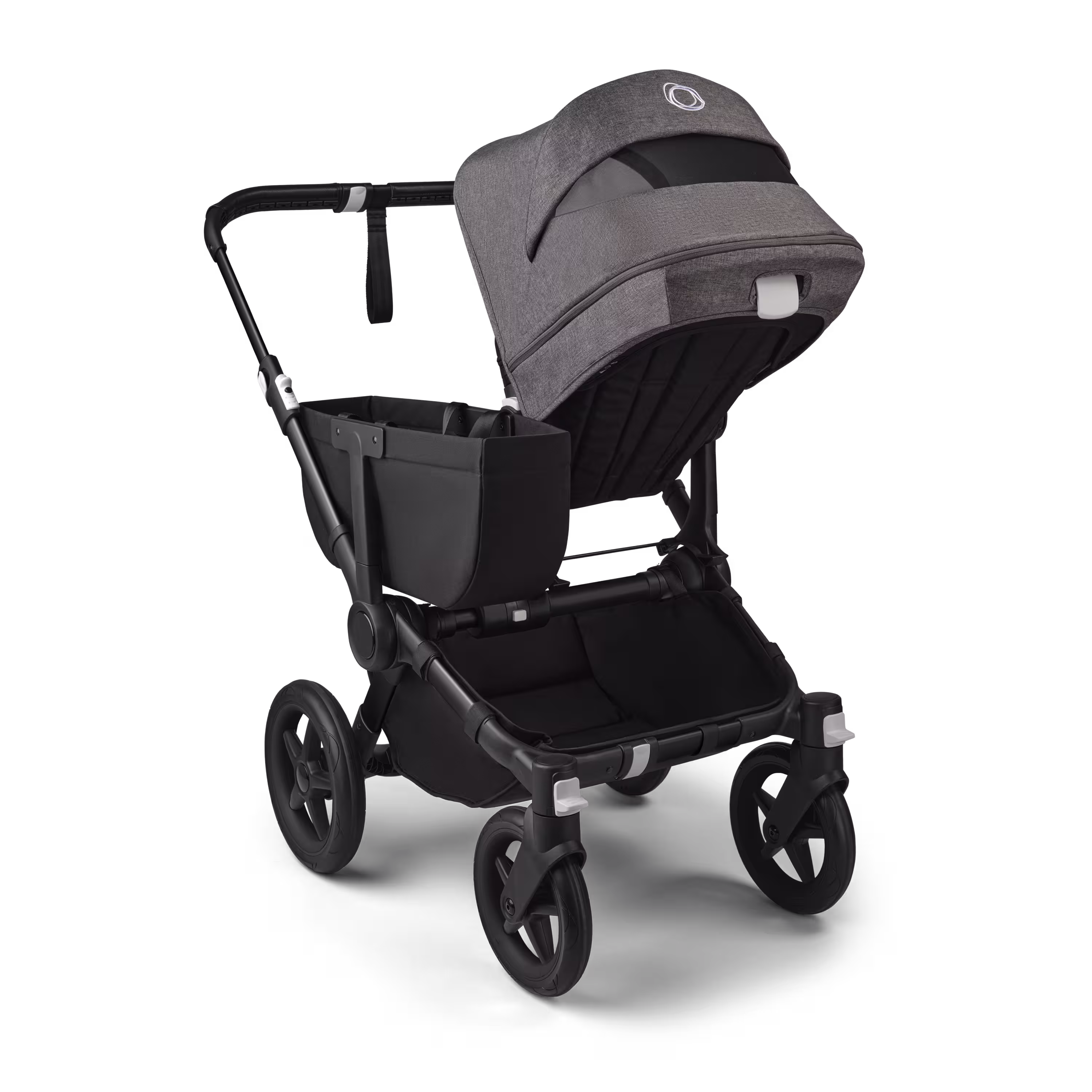 PP Bugaboo Donkey 5 Mono bassinet and seat stroller black base, midnight black fabrics, grey mélange sun canopy - Main Modal Image Slide 4 van 11