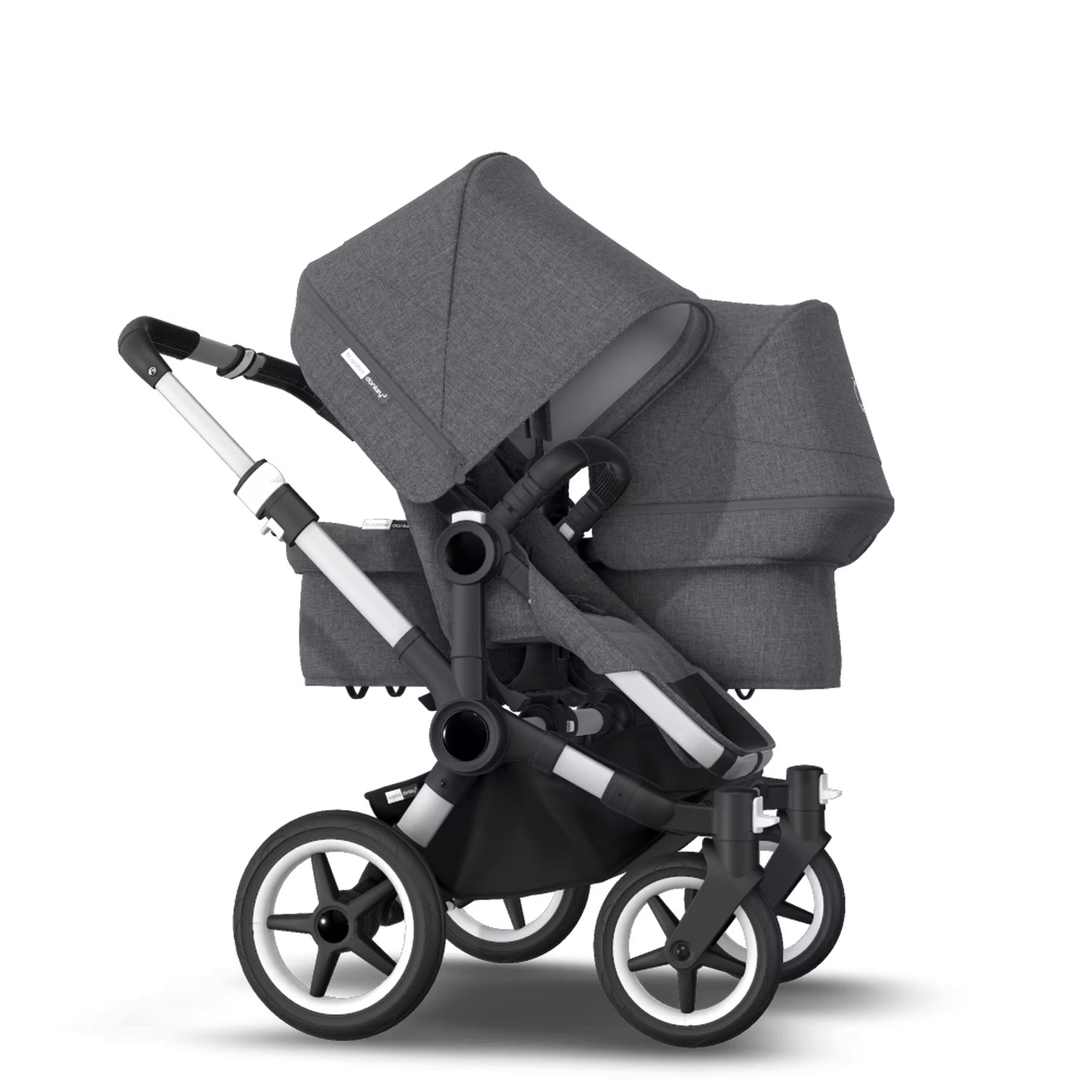 Bugaboo Donkey 3 Duo travel system grey melange sun canopy, grey melange fabrics, aluminium base - Main Modal Image Slide 13 of 14