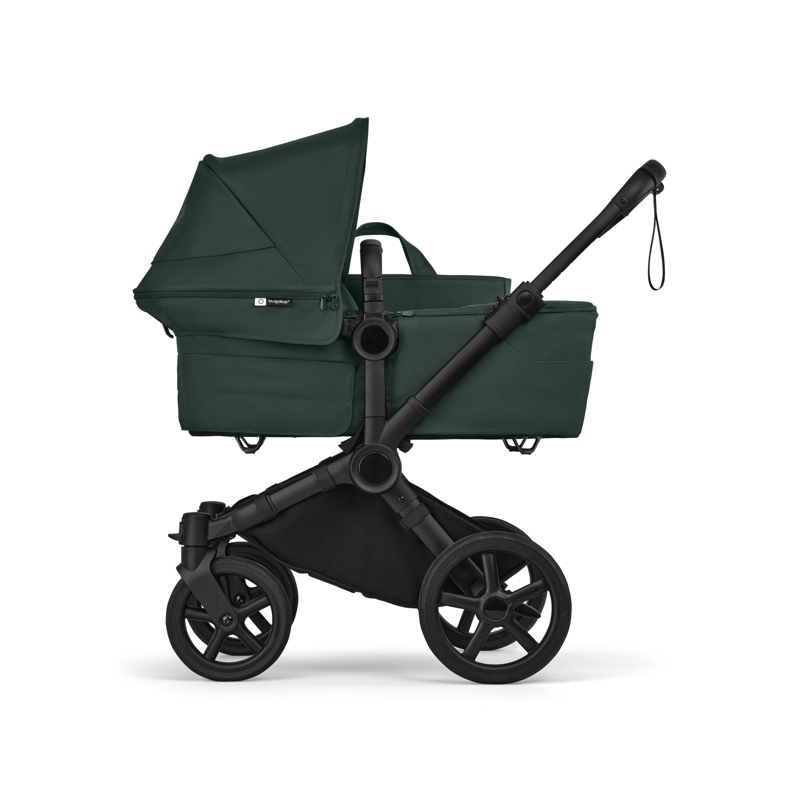 Bugaboo Donkey 6 2-in-1  stroller black base, fern green fabrics, fern green sun canopy - Thumbnail Slide 2 of 10