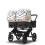 Bugaboo Donkey 5 Twin bassinet and seat stroller black base, midnight black fabrics, art of discovery white sun canopy - Thumbnail Slide 10 of 15