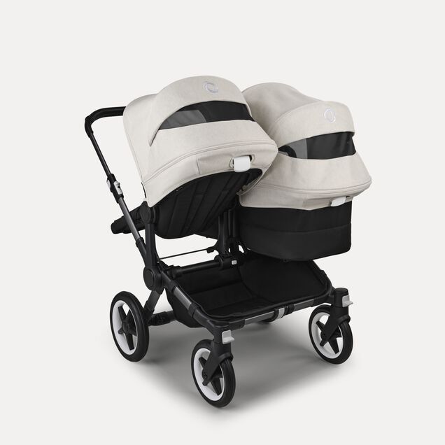 Bugaboo Donkey 5 Duo double stroller graphite base, midnight black fabrics, misty white sun canopy - Main Image Slide 4 of 11