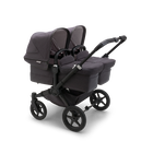 Bugaboo Donkey 5 Twin bassinet and seat stroller black base, mineral washed black fabrics, mineral washed black sun canopy