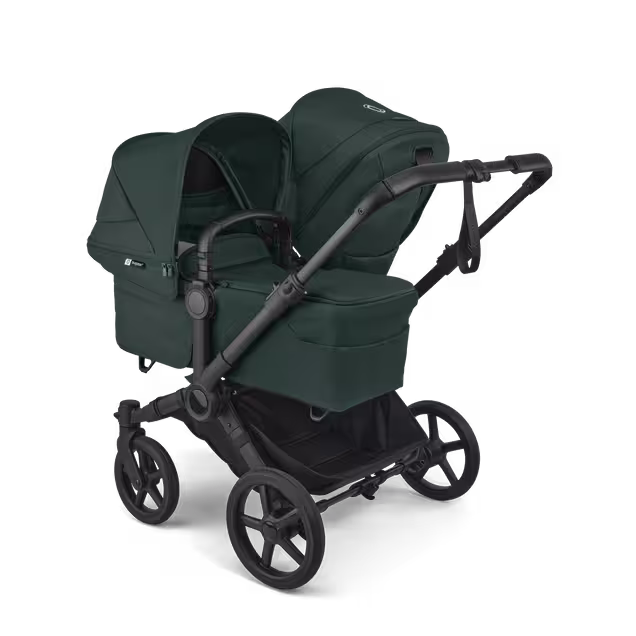Bugaboo Donkey 6 double stroller black base, fern green fabrics, fern green sun canopy - Main Image Slide 2 of 9
