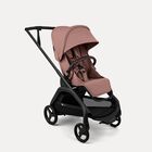 Bugaboo Dragonfly Plus seat stroller black base, dusty pink fabrics, dusty pink sun canopy