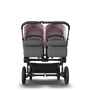 Bugaboo Donkey 3 Twin seat and carrycot pushchair soft pink sun canopy, grey melange fabrics, black base - Thumbnail Slide 3 of 9