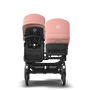 Bugaboo Donkey 5 Duo bassinet and seat stroller graphite base, midnight black fabrics, morning pink sun canopy - Thumbnail Slide 2 of 12